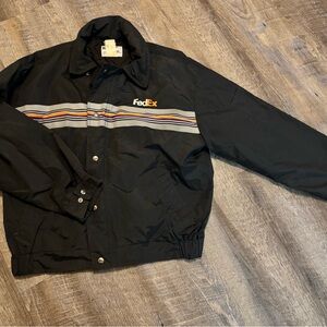 FedEx Stan US Solutions Reflective Jacket Windbreaker Hooded Zip Men's XL VTG